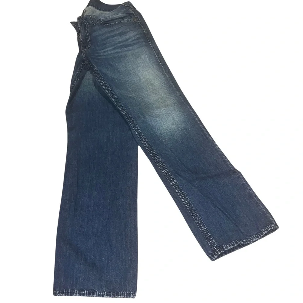 Vintage Y2K True Religion Jeans Men’s Straight Embroidered Logo Blue 36 X 32